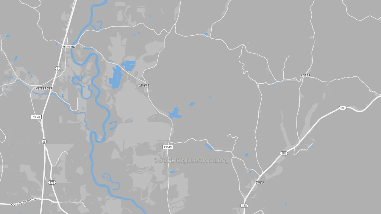 Bike Grade map of Levert, AL