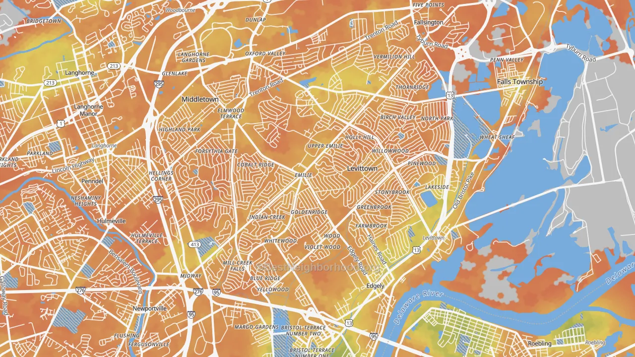 Bike Grade map of Levittown, PA