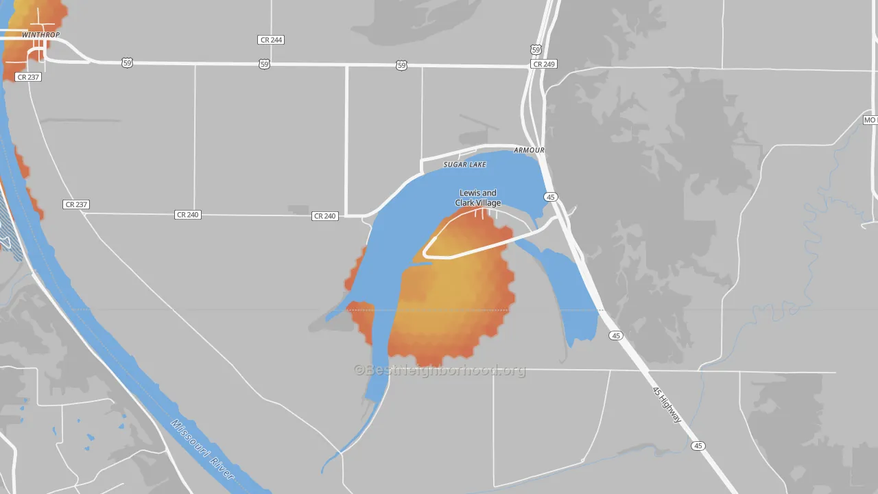Bike Grade map of Lewis and Clark Village, MO