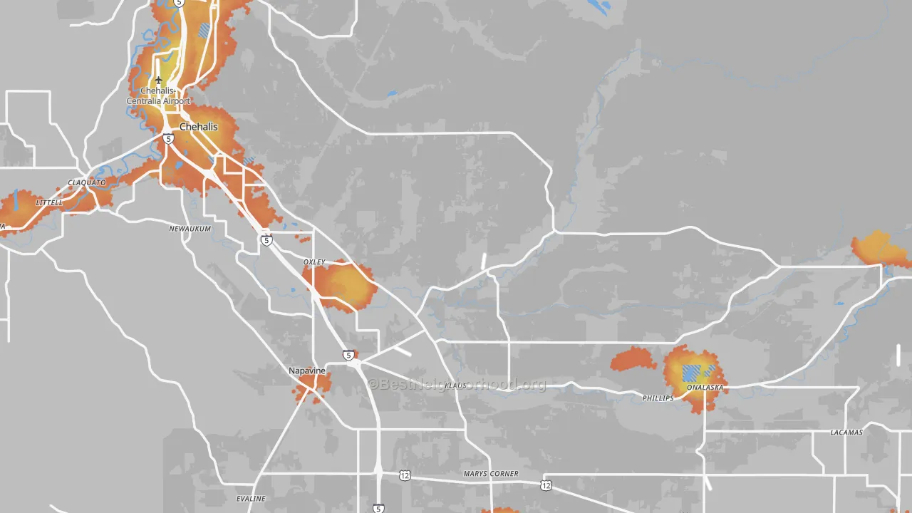Bike Grade map of Lewis County, WA