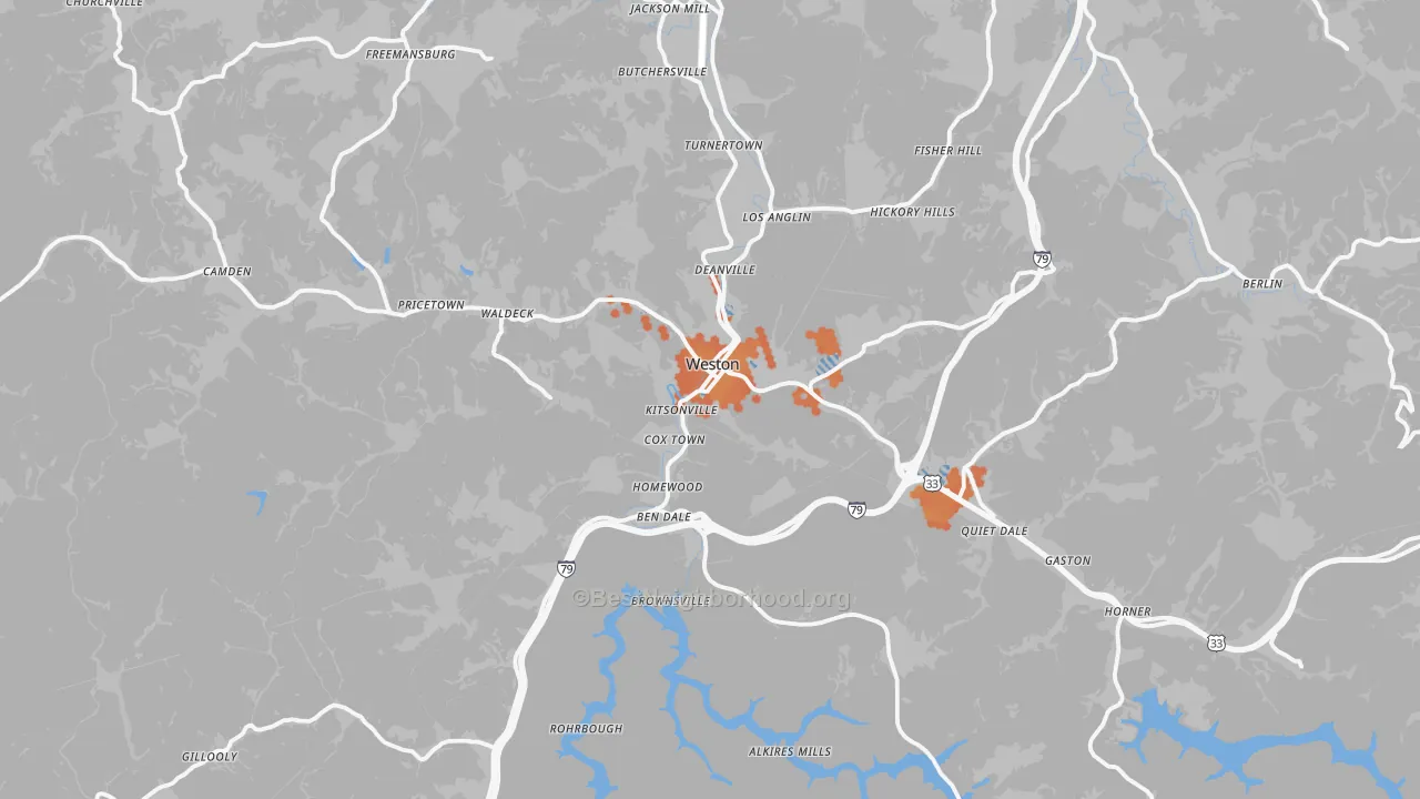 Bike Grade map of Lewis County, WV
