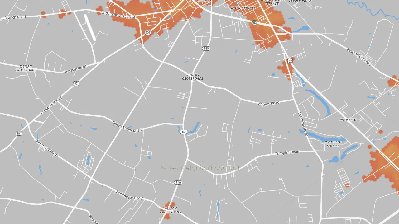 Bike Grade map of Lewis Crossroads, SC