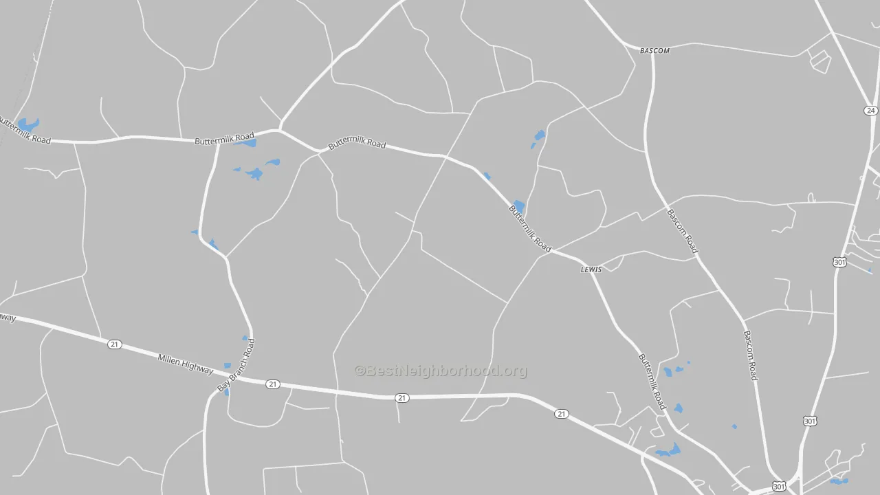 Bike Grade map of Lewis, GA