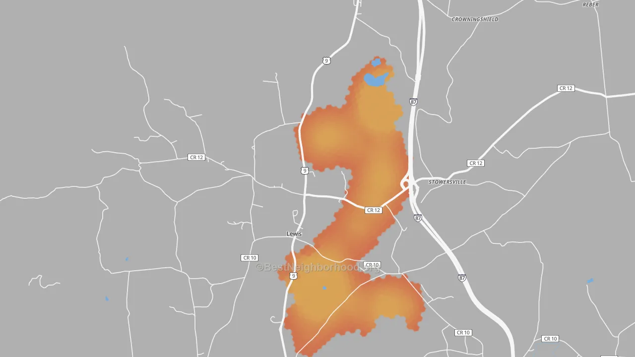 Bike Grade map of Lewis, NY
