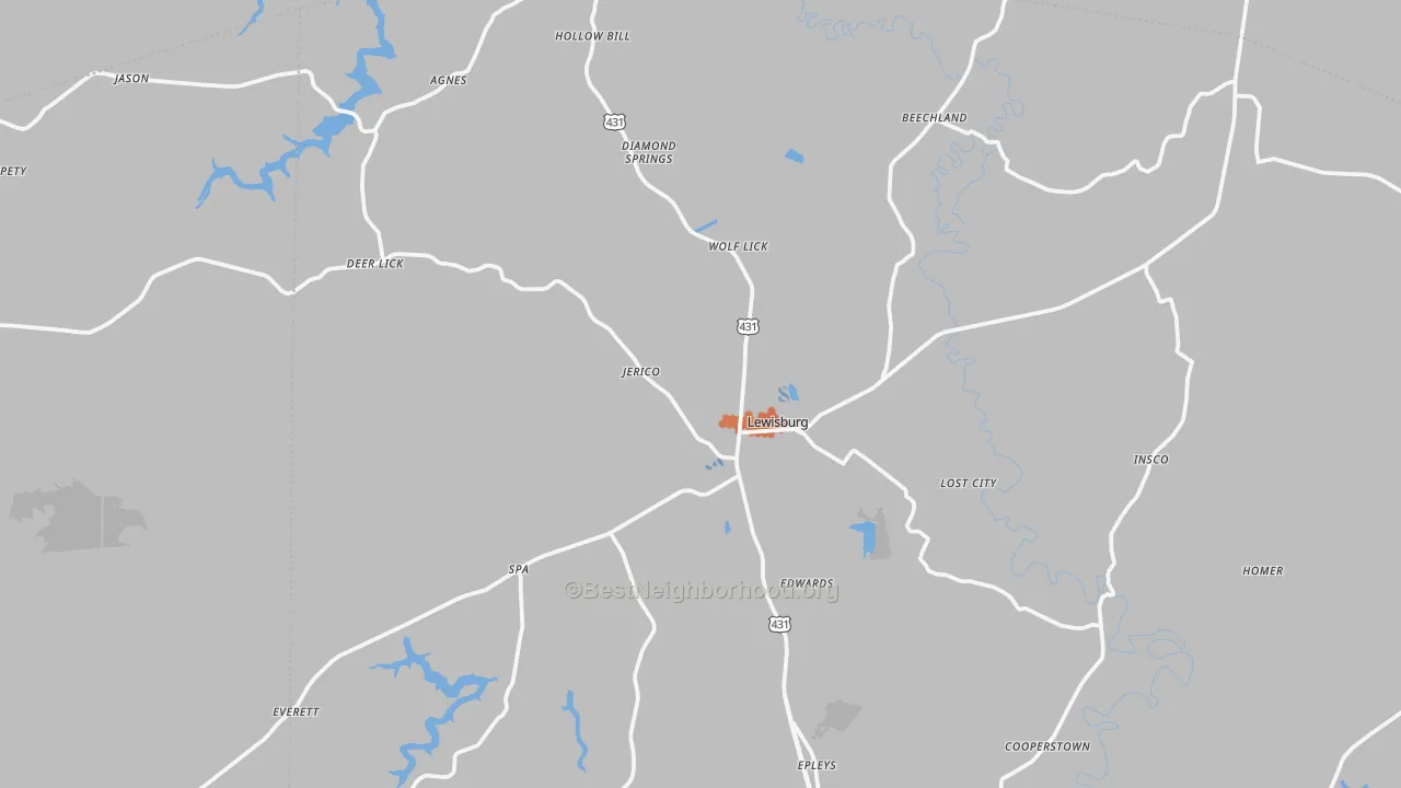 Bike Grade map of Lewisburg, KY