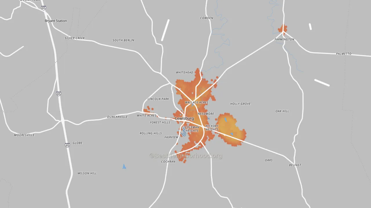 Bike Grade map of Lewisburg, TN