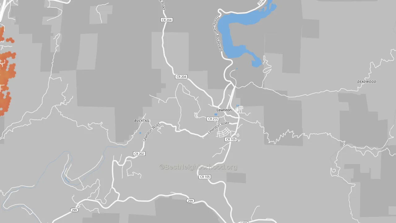 Bike Grade map of Lewiston, CA