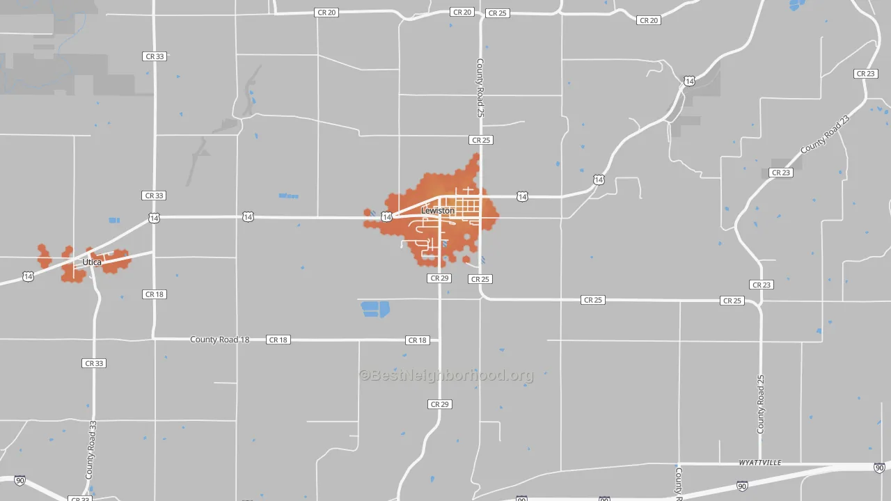 Bike Grade map of Lewiston, MN