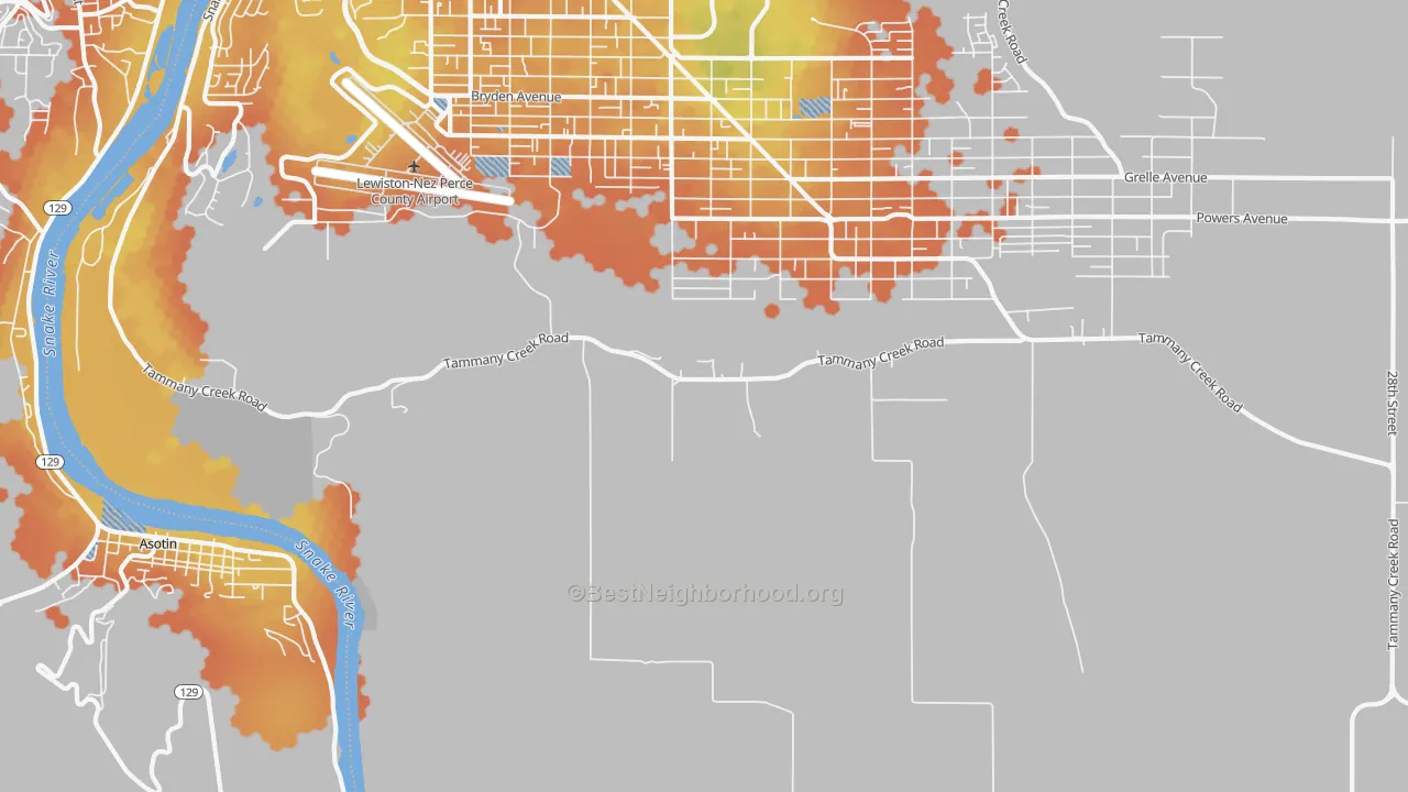 Bike Grade map of Lewiston Orchards, ID