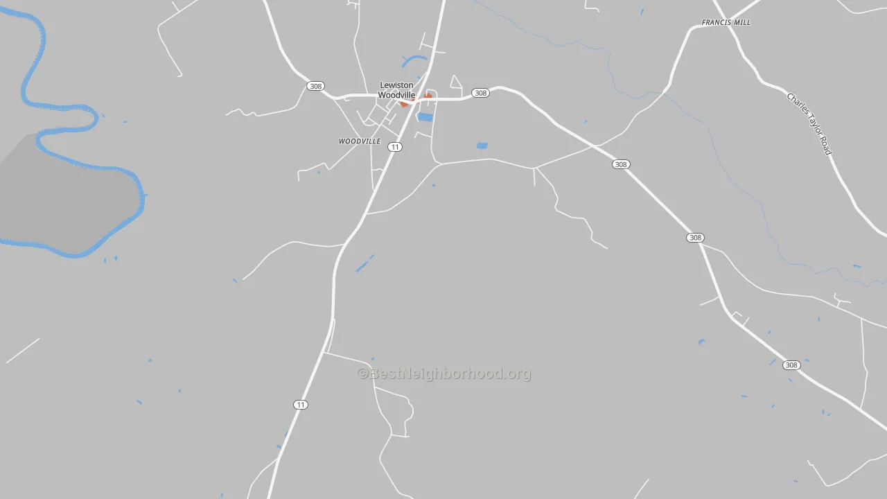 Bike Grade map of Lewiston Woodville, NC
