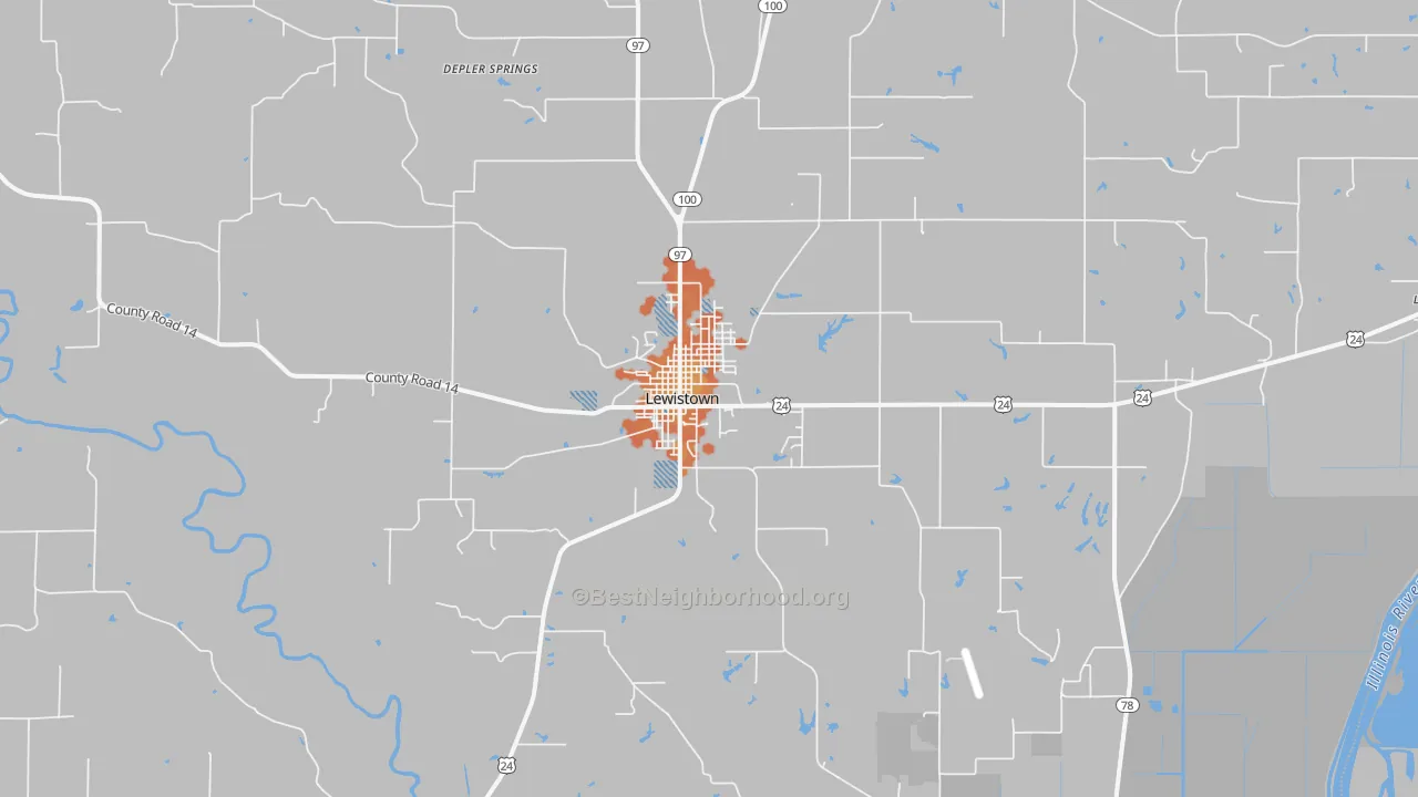 Bike Grade map of Lewistown, IL