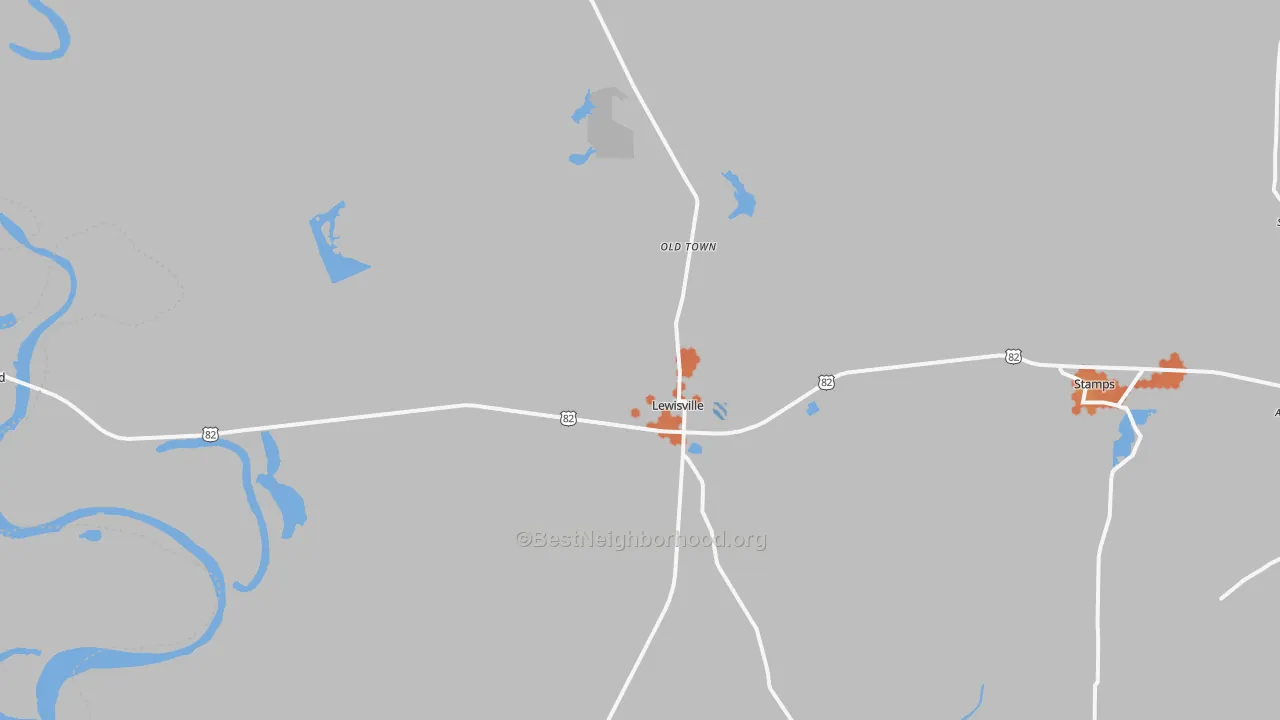 Bike Grade map of Lewisville, AR