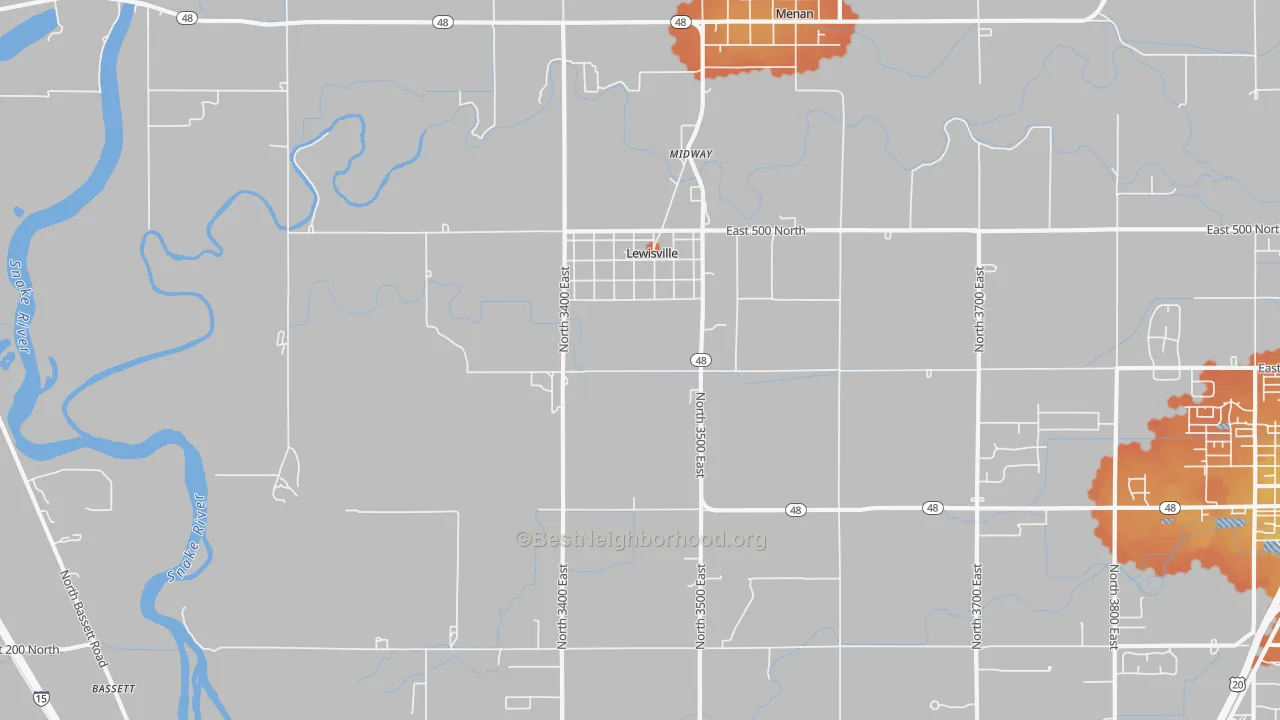 Bike Grade map of Lewisville, ID