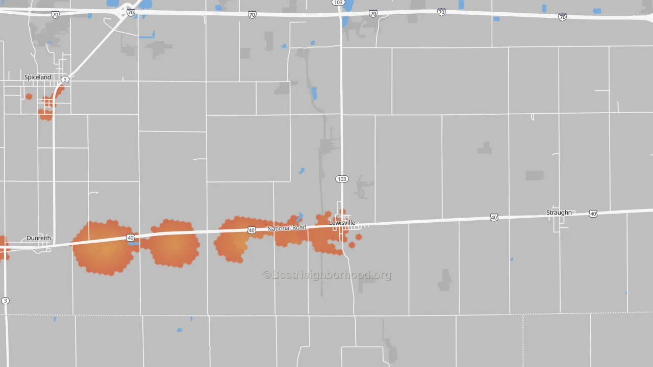 Bike Grade map of Lewisville, IN