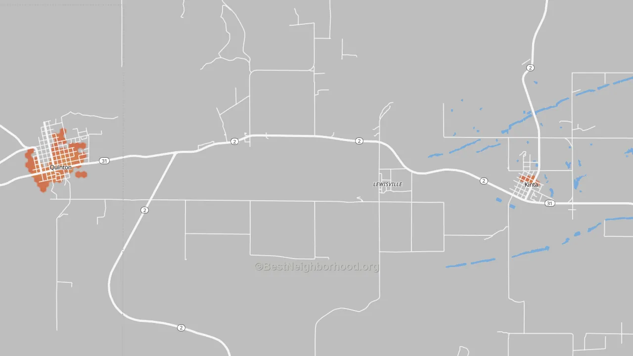 Bike Grade map of Lewisville, OK