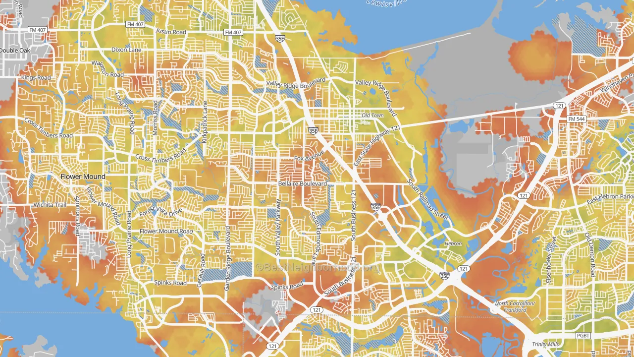 Bike Grade map of Lewisville, TX