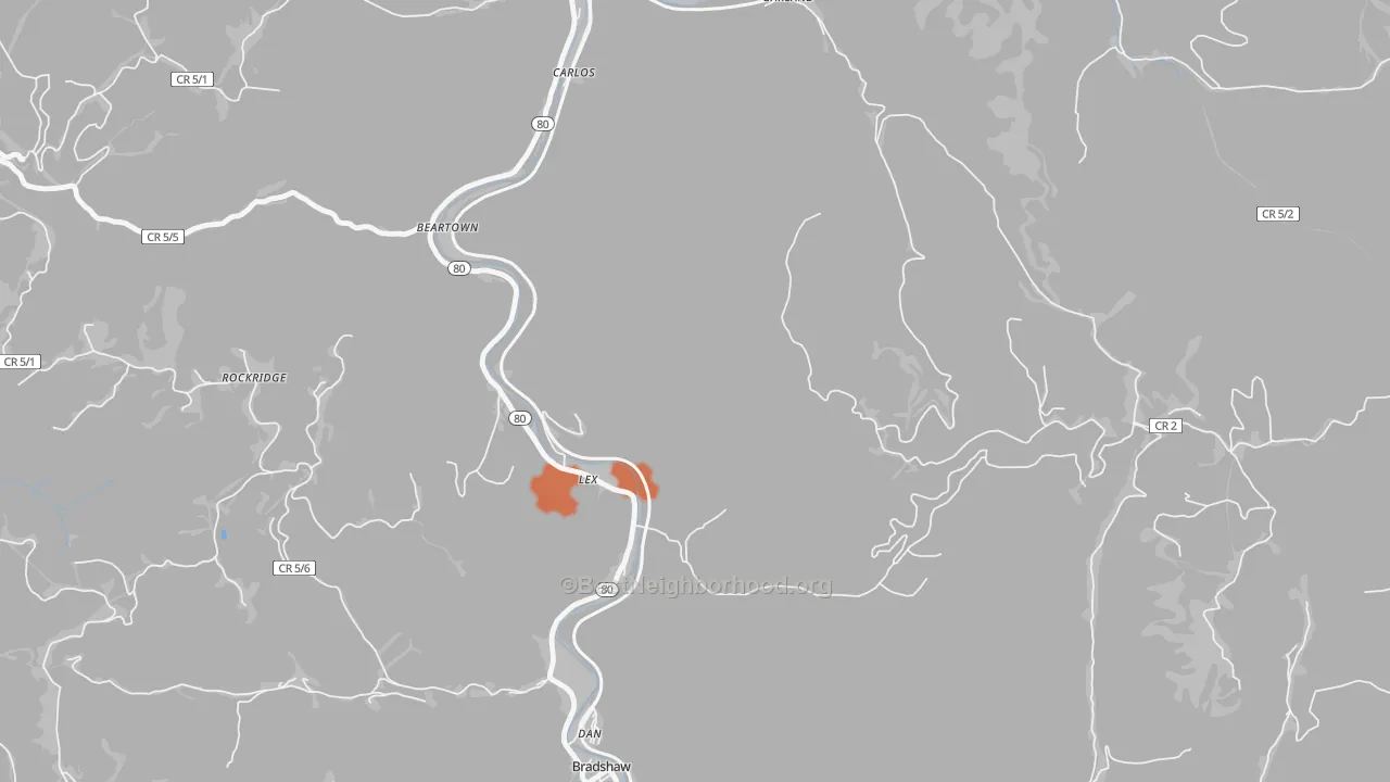 Bike Grade map of Lex, WV