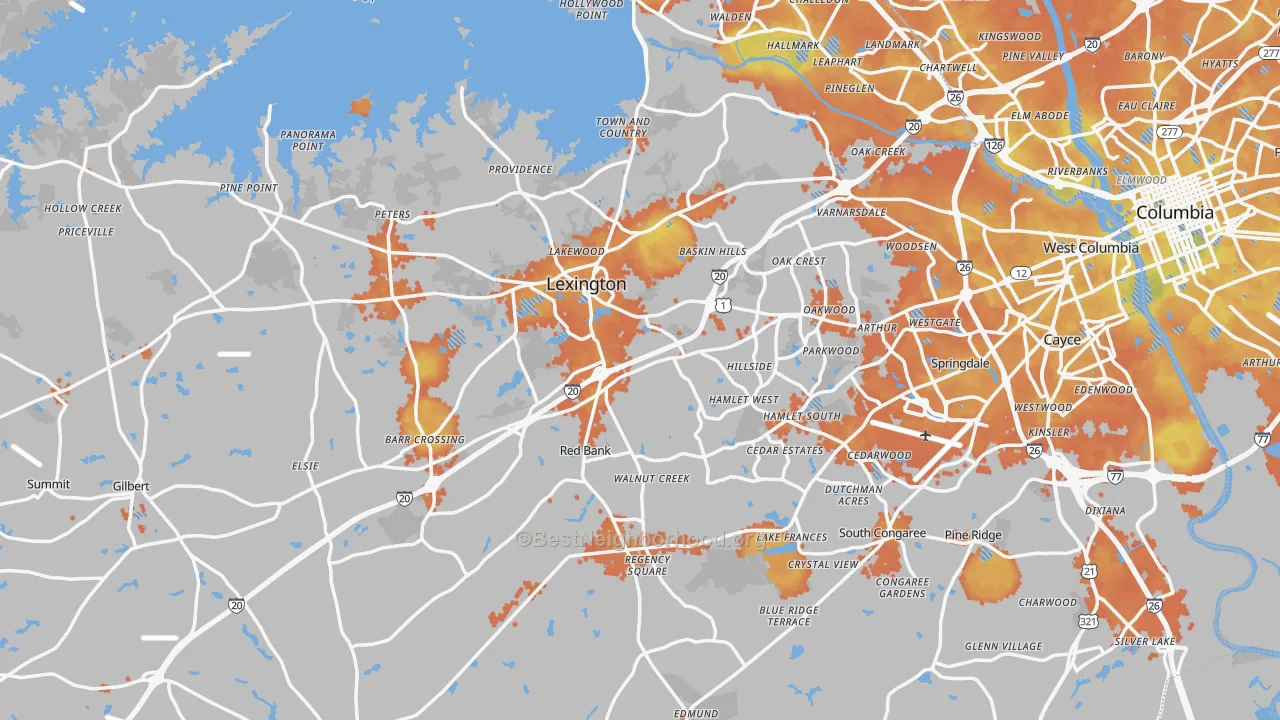 Bike Grade map of Lexington County, SC