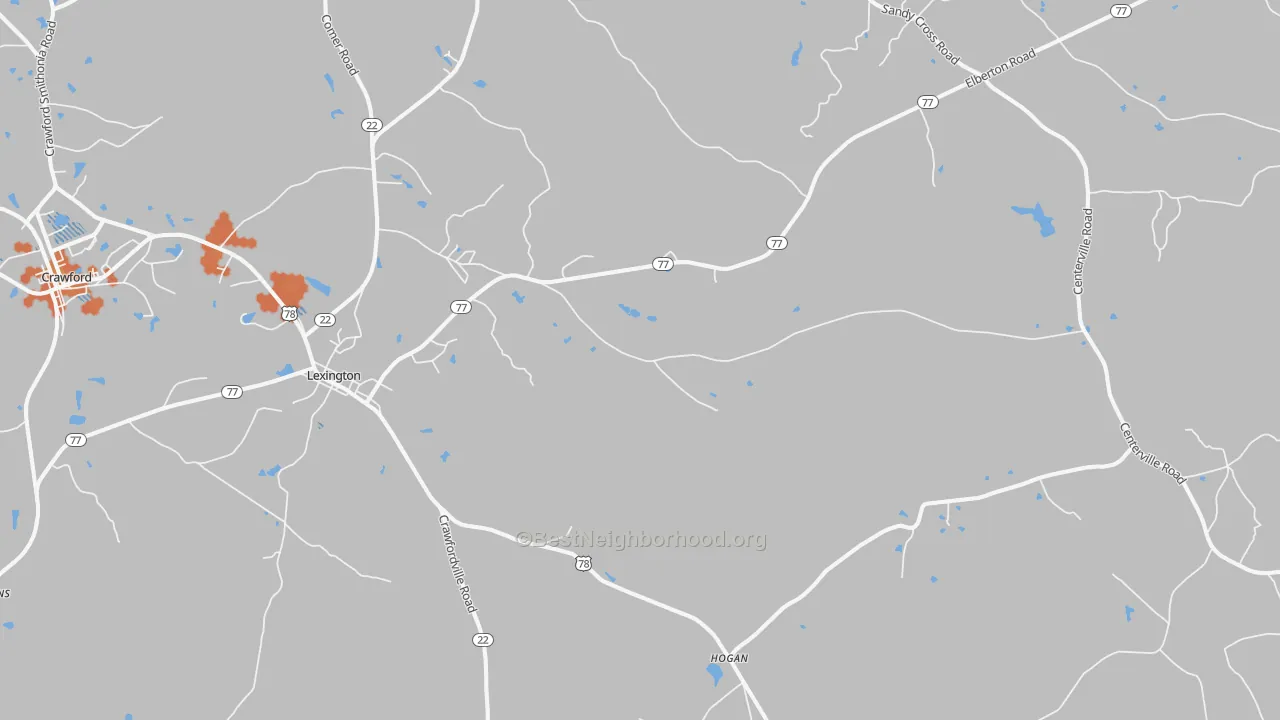 Bike Grade map of Lexington, GA