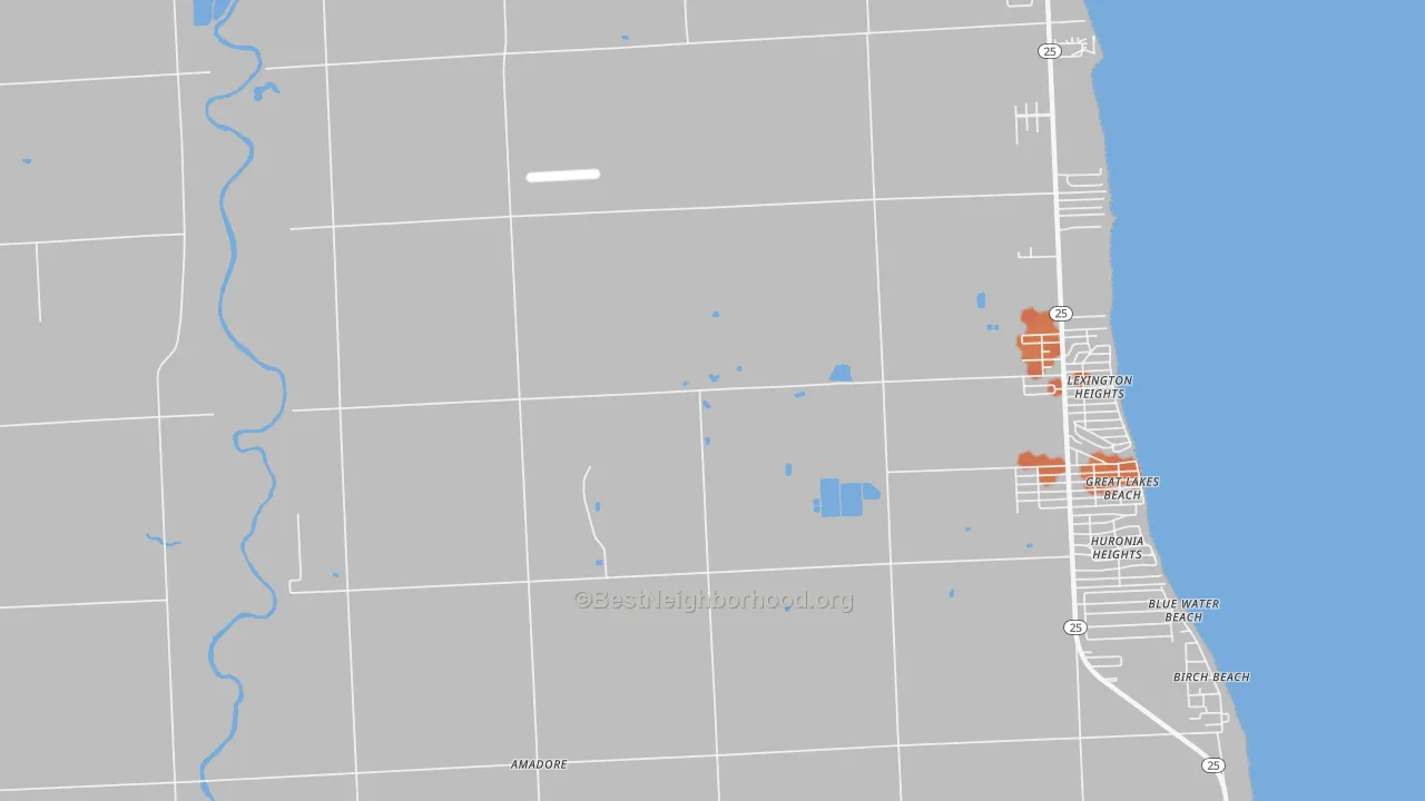 Bike Grade map of Lexington Heights, MI