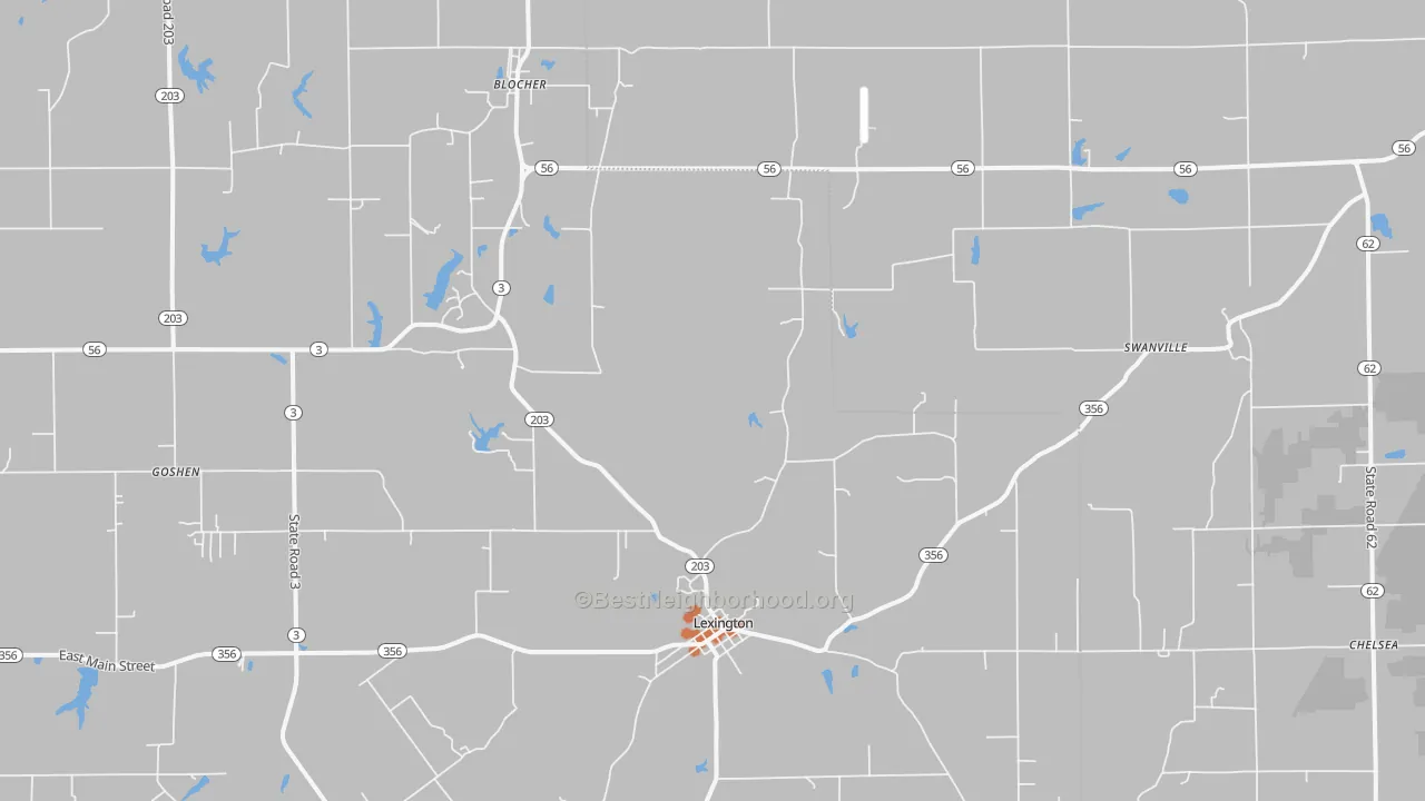 Bike Grade map of Lexington, IN