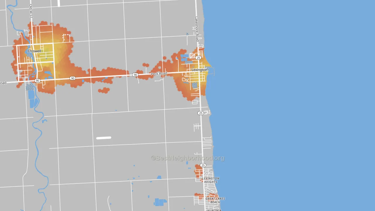 Bike Grade map of Lexington, MI