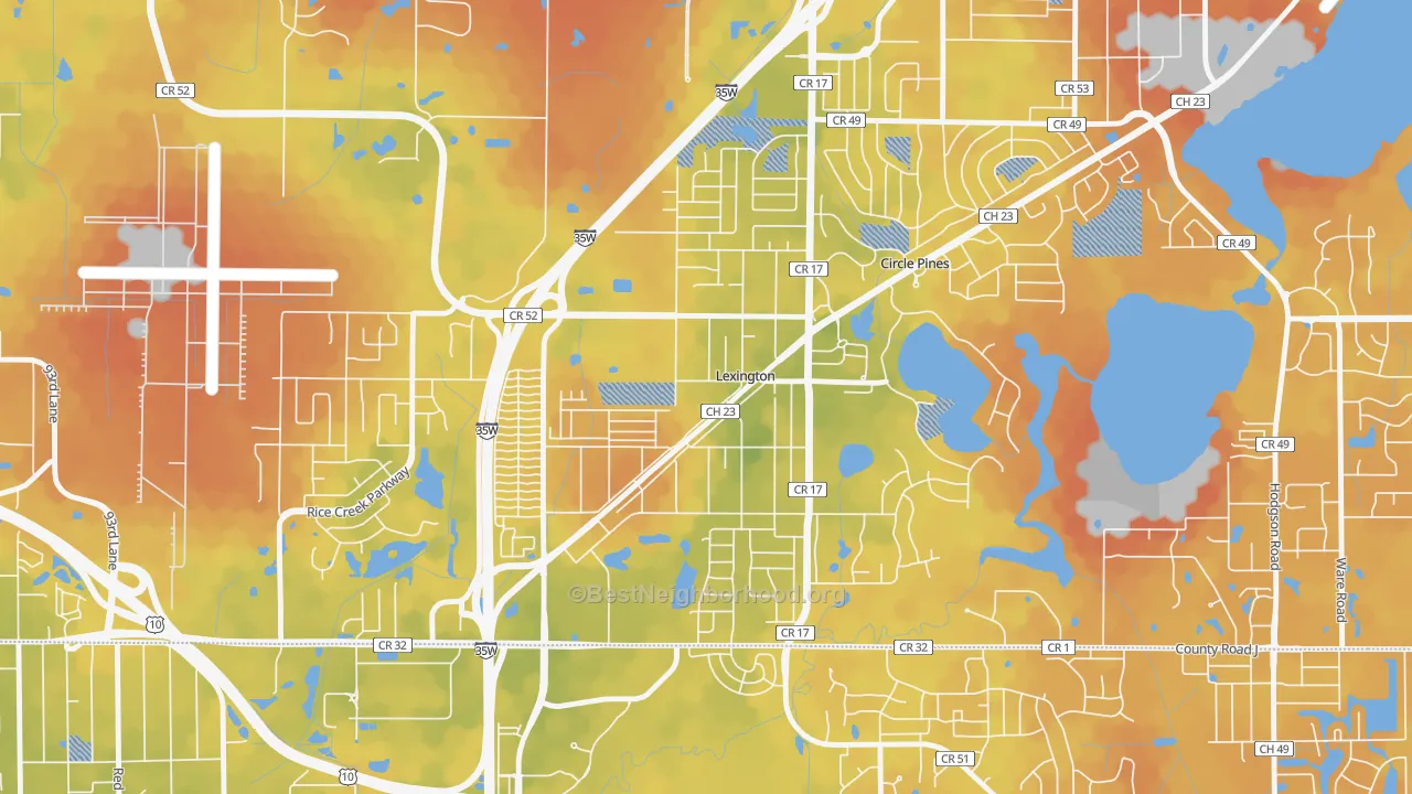 Bike Grade map of Lexington, MN