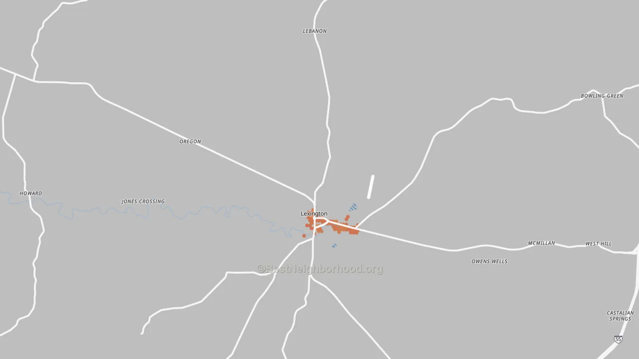 Bike Grade map of Lexington, MS