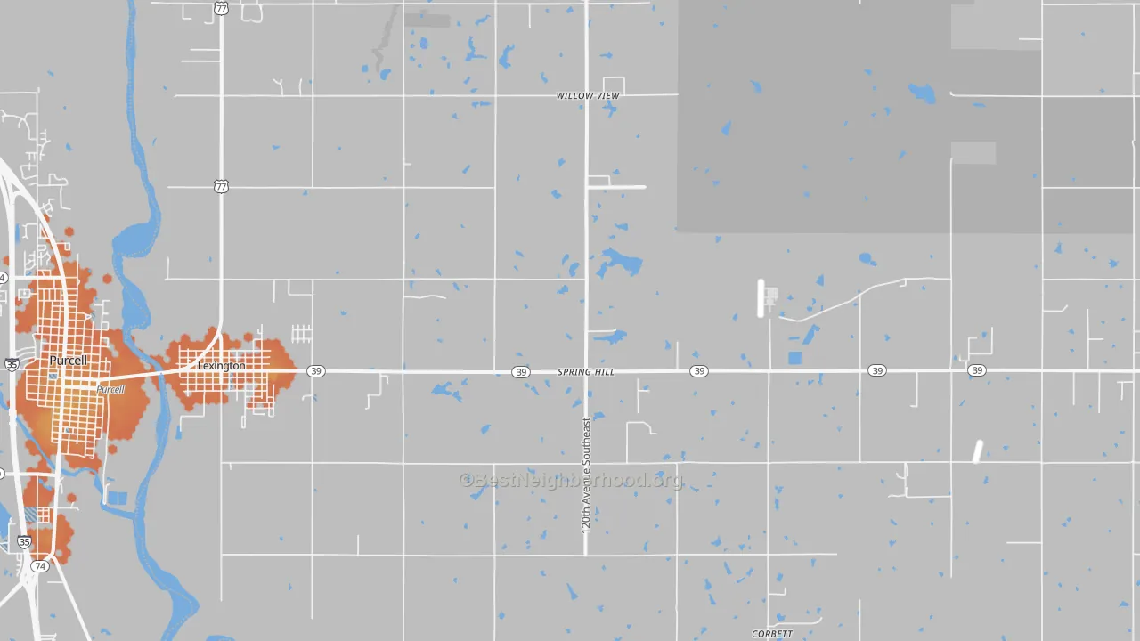 Bike Grade map of Lexington, OK