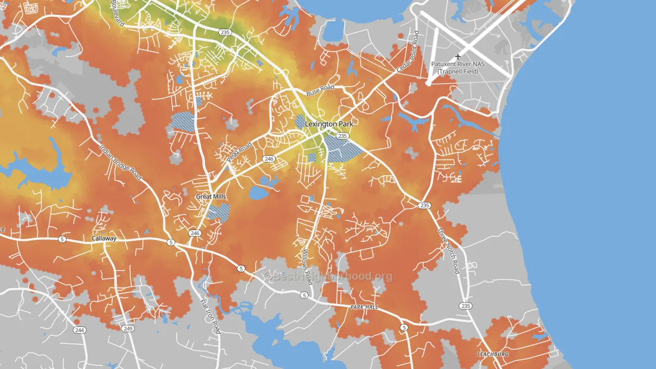 Bike Grade map of Lexington Park, MD