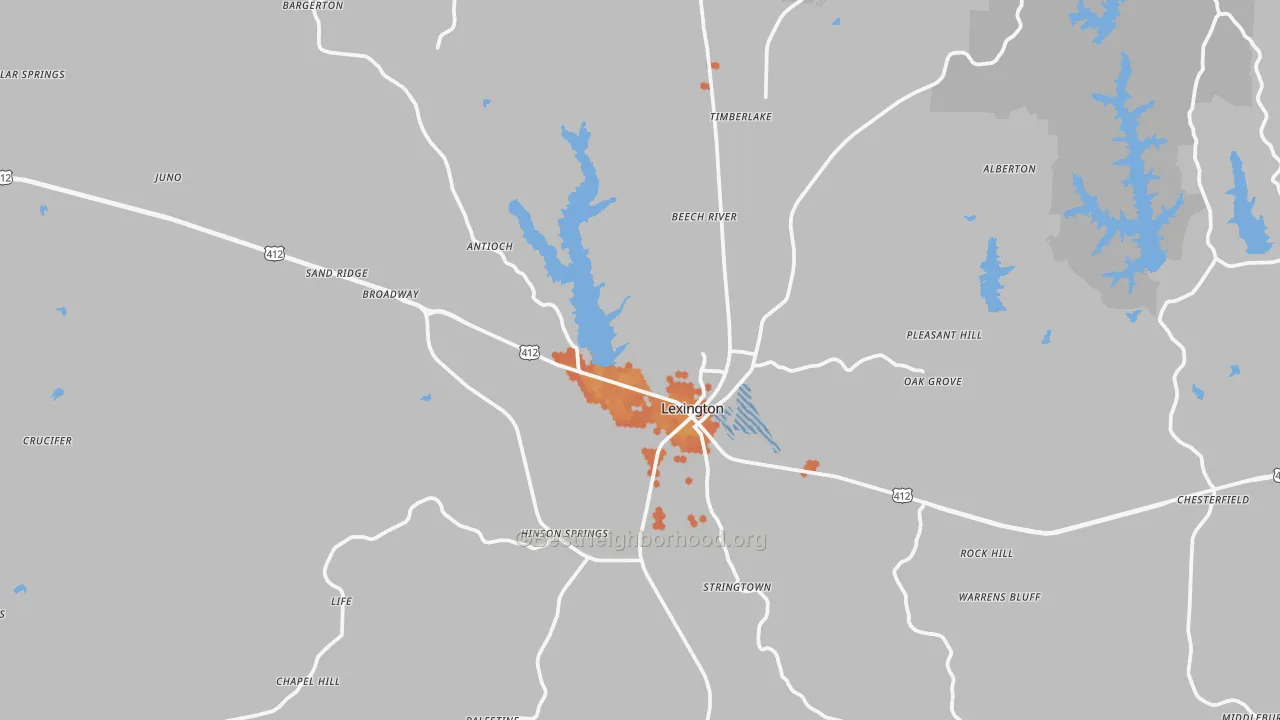 Bike Grade map of Lexington, TN
