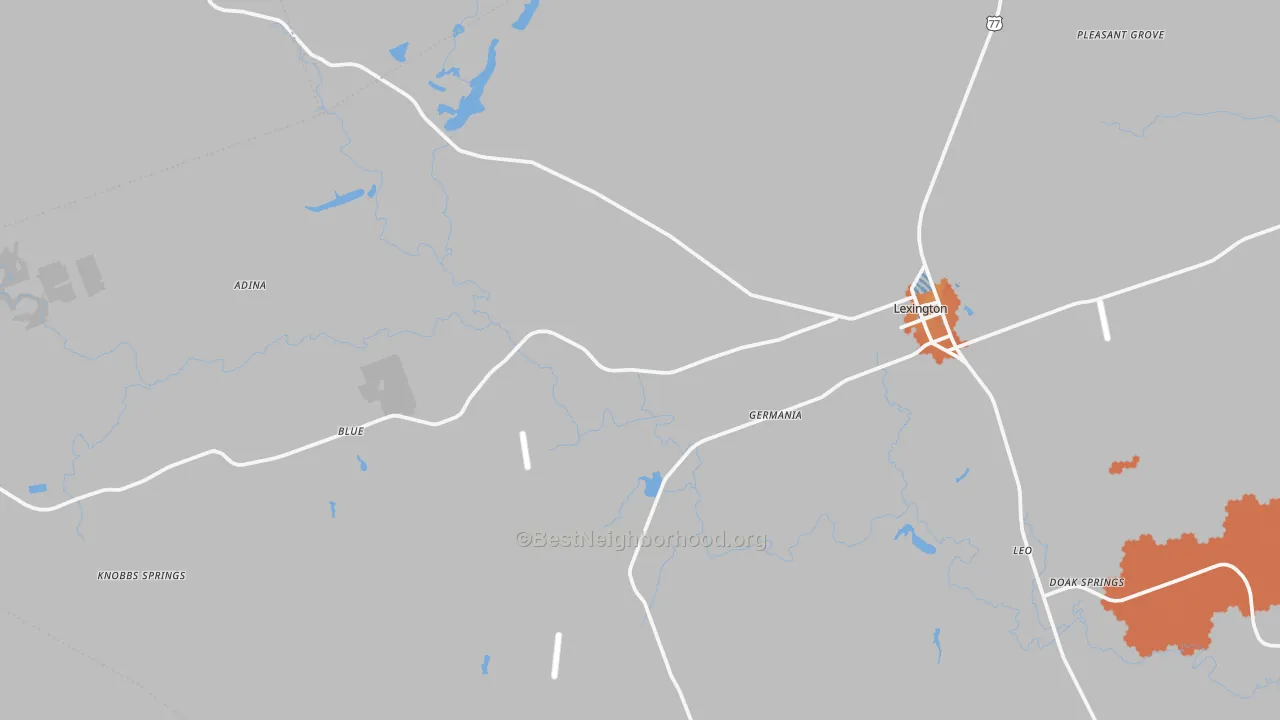 Bike Grade map of Lexington, TX