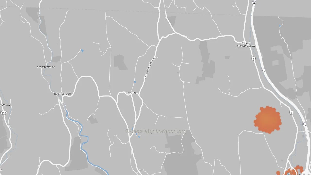 Bike Grade map of Leyden, MA