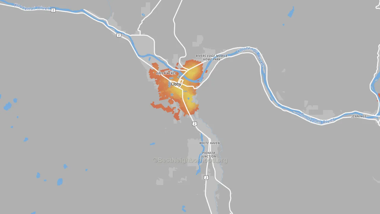 Bike Grade map of Libby, MT