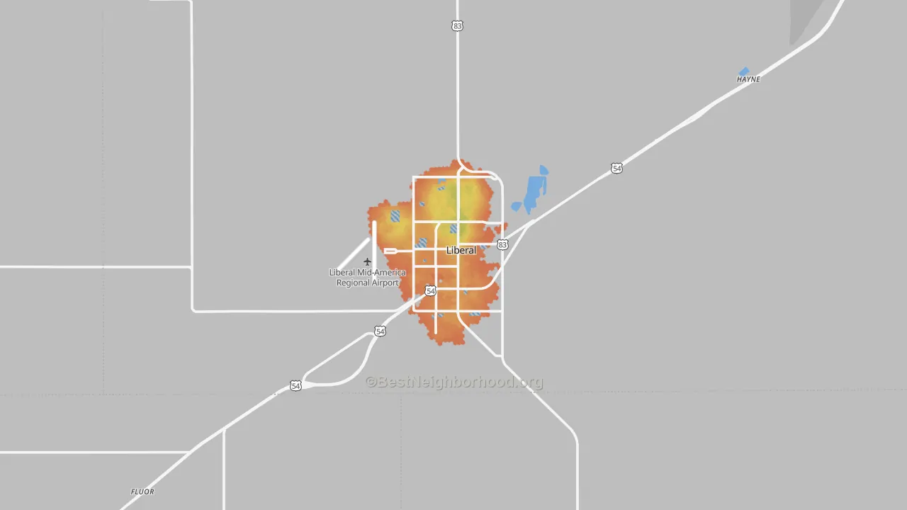 Bike Grade map of Liberal, KS