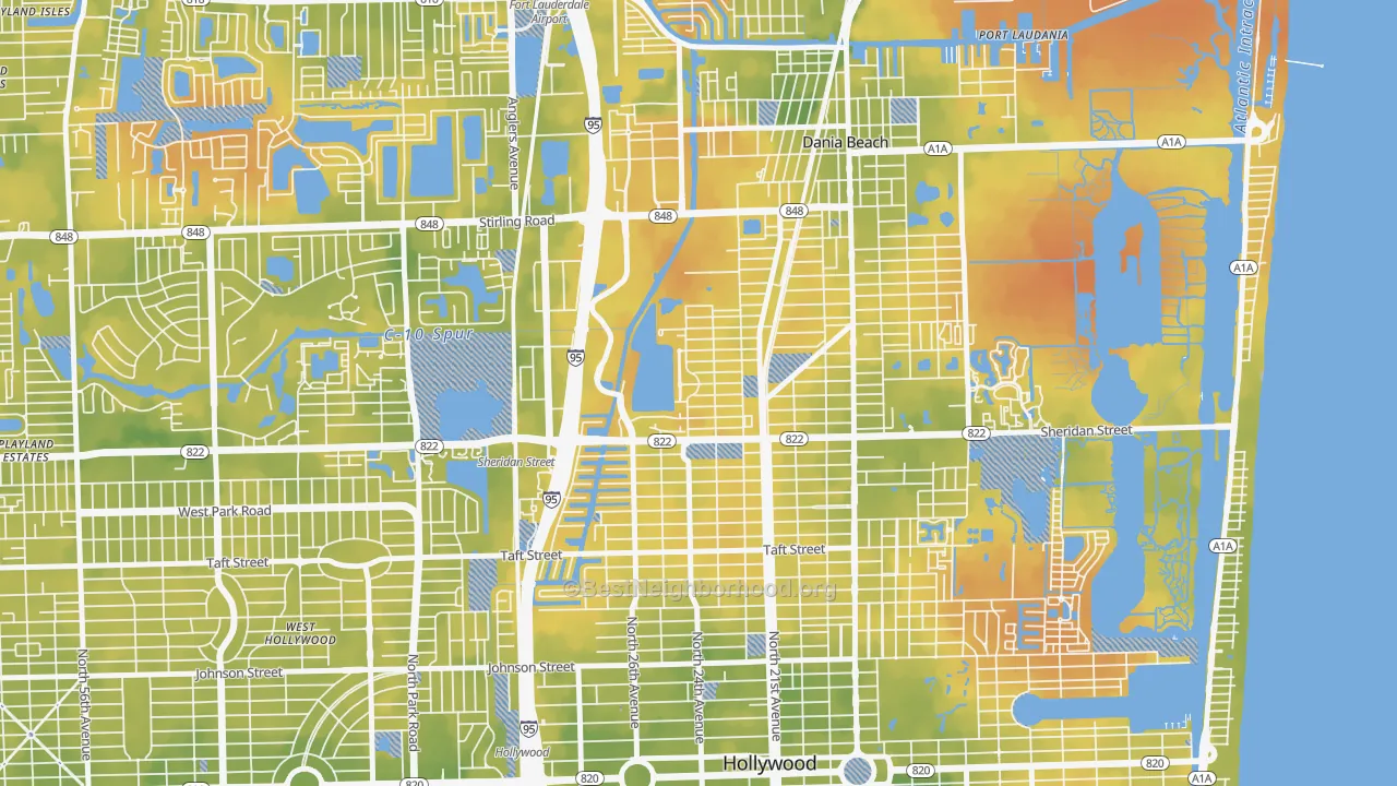 Bike Grade map of Liberia, Hollywood, FL