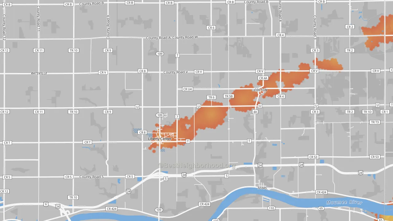 Bike Grade map of Liberty Center, OH