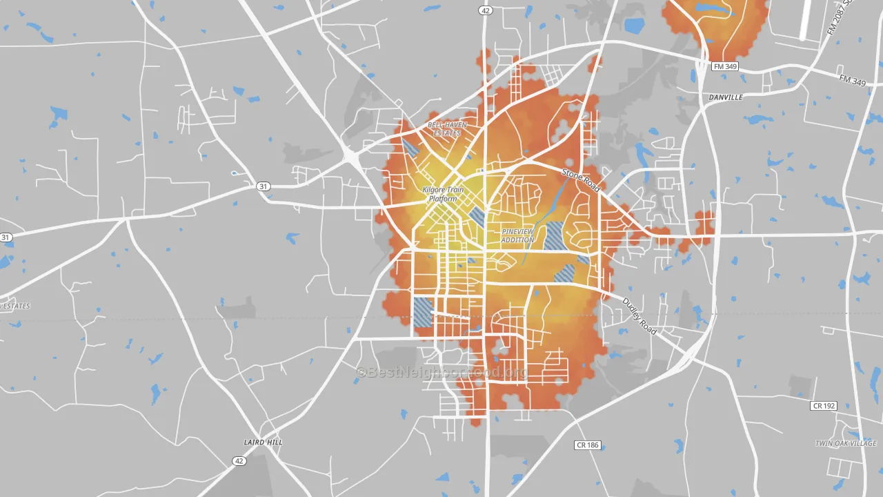 Bike Grade map of Liberty City, TX