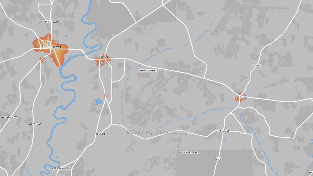 Bike Grade map of Liberty County, FL