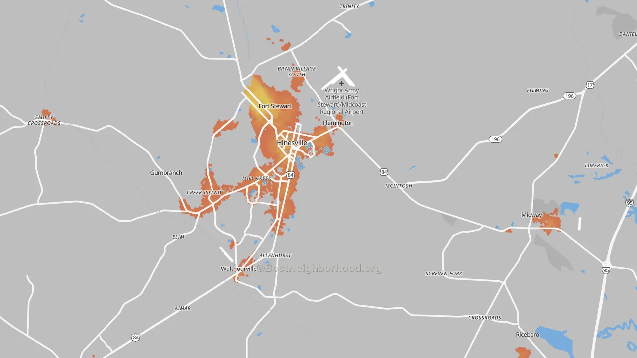 Bike Grade map of Liberty County, GA