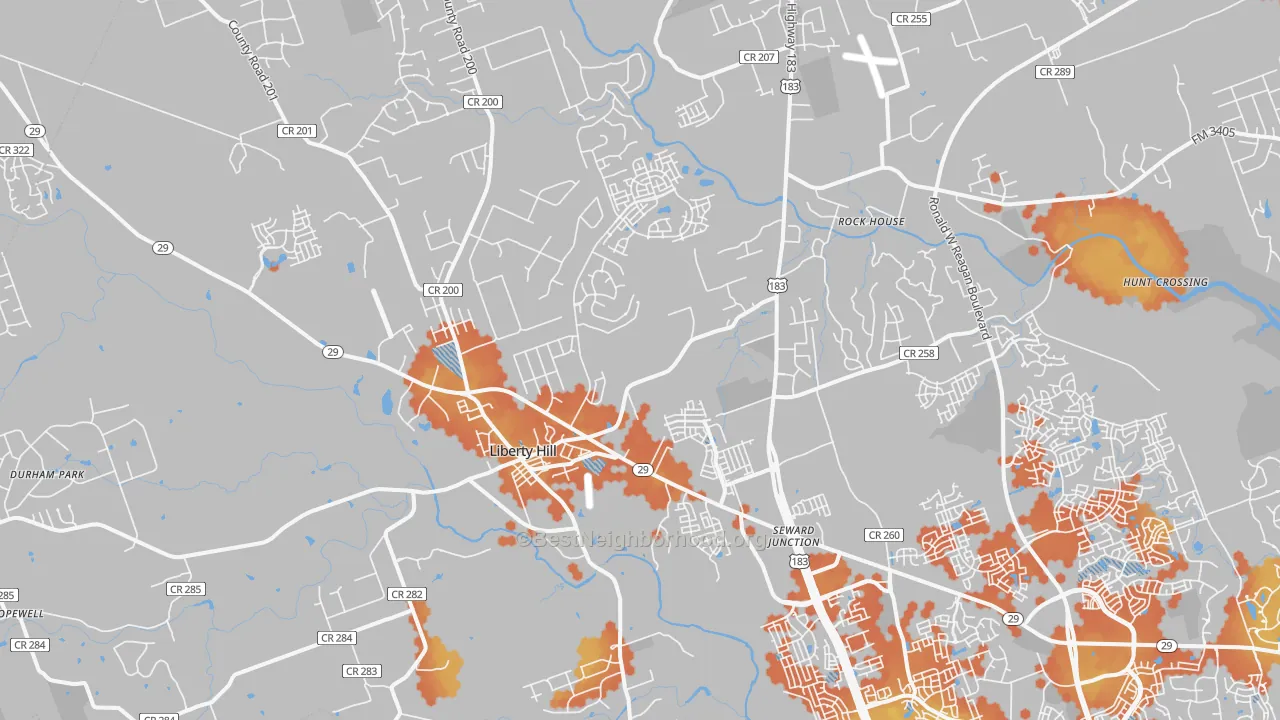Bike Grade map of Liberty Hill, TX