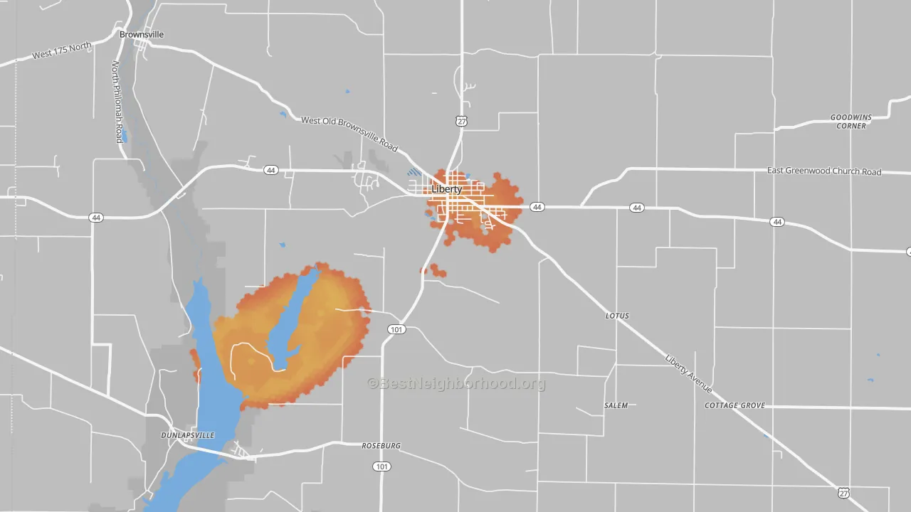 Bike Grade map of Liberty, IN