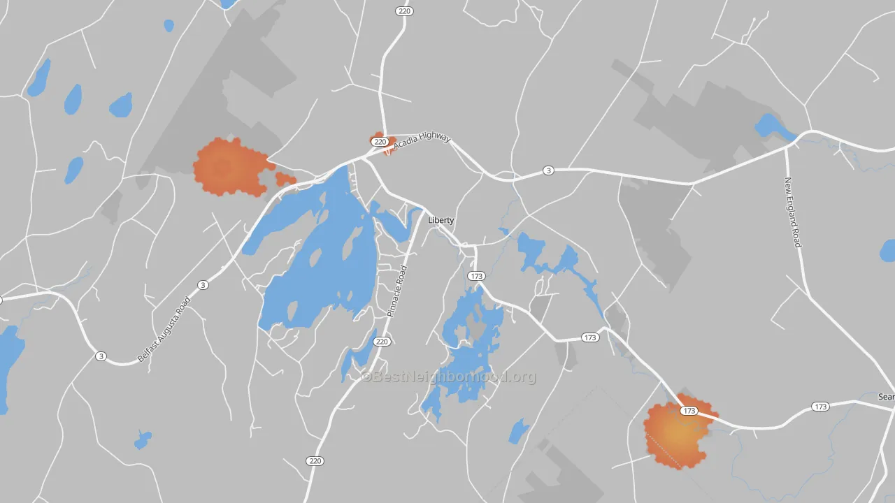 Bike Grade map of Liberty, ME