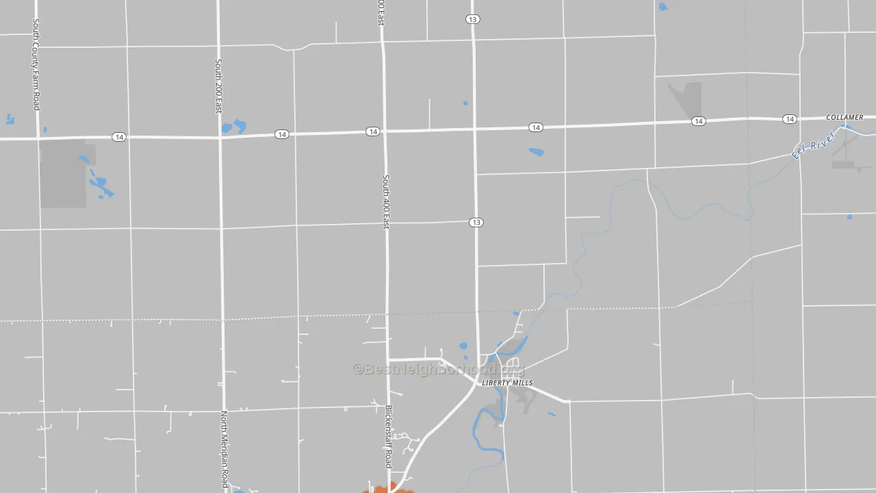 Bike Grade map of Liberty Mills, IN