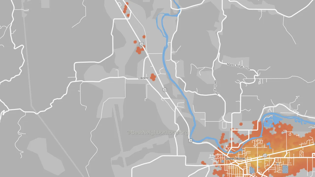 Bike Grade map of Liberty, OR