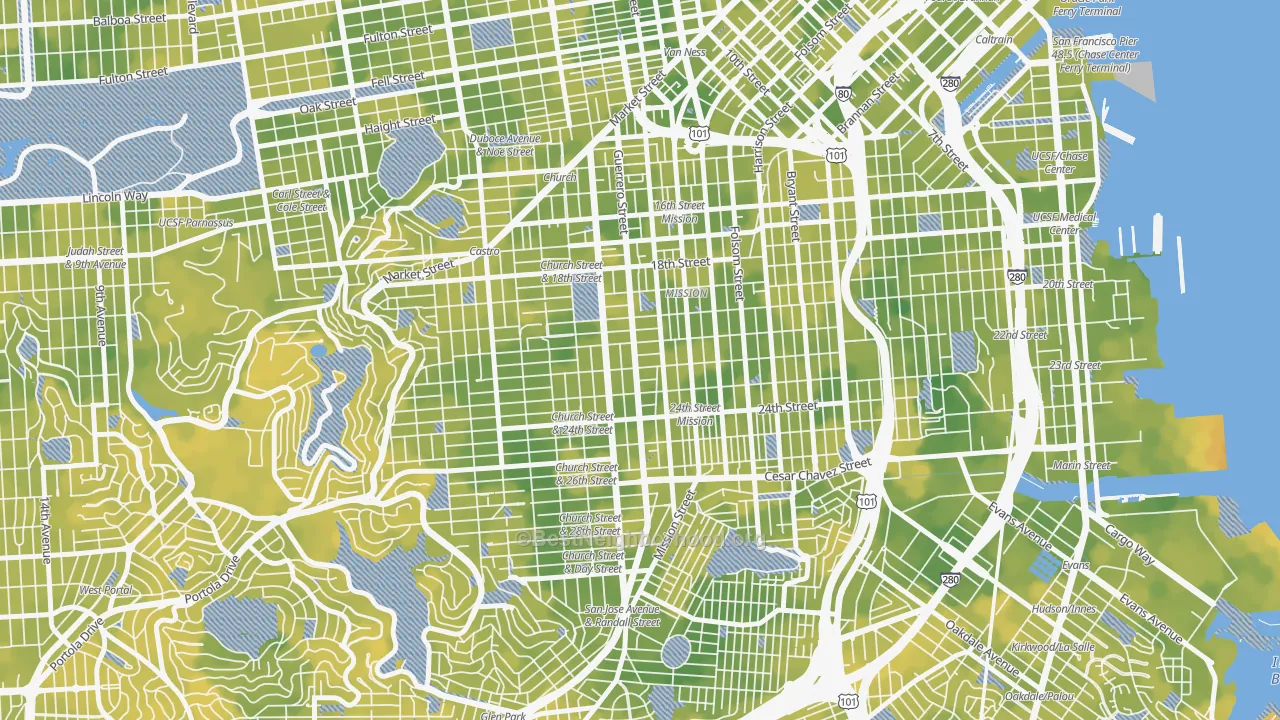 Bike Grade map of Liberty Street Historic District, San Francisco, CA