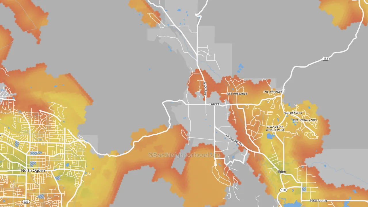 Bike Grade map of Liberty, UT