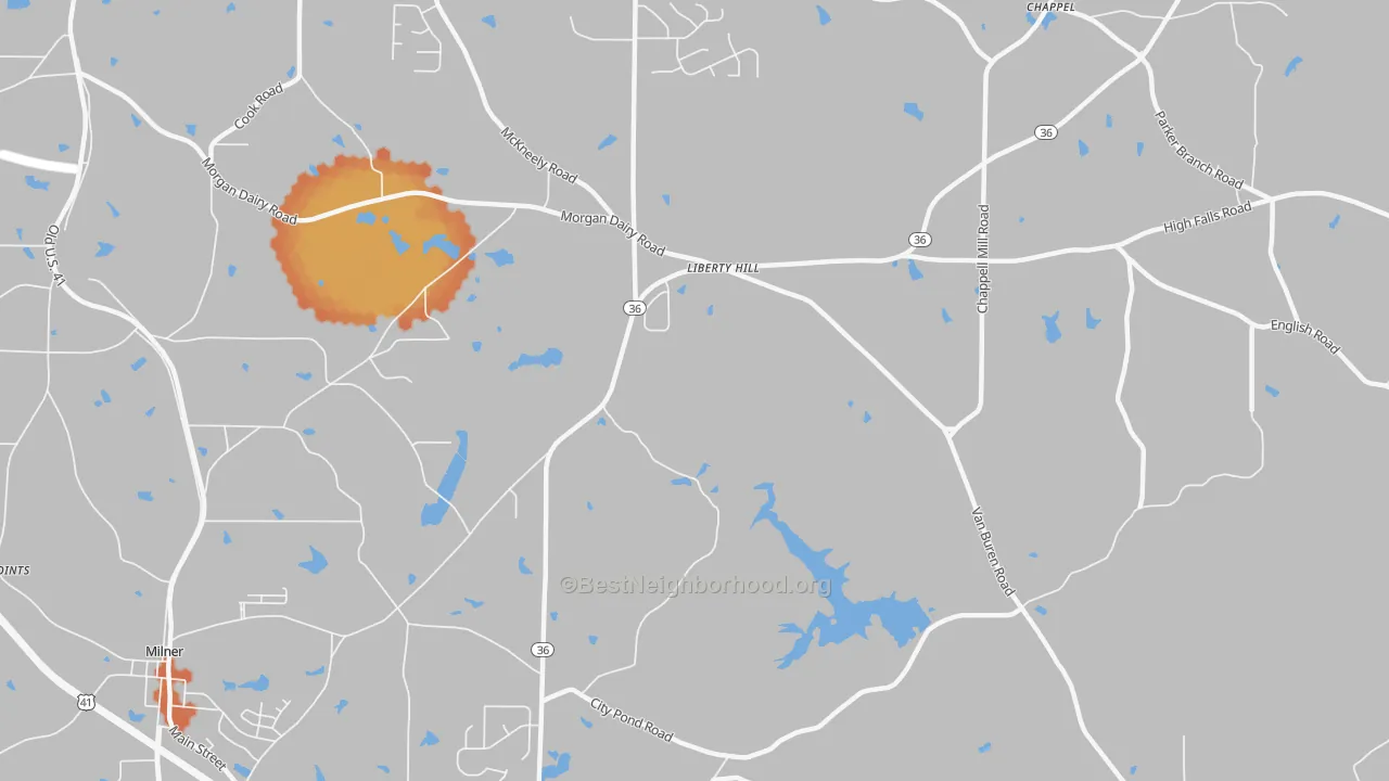 Bike Grade map of Libertyhill, GA