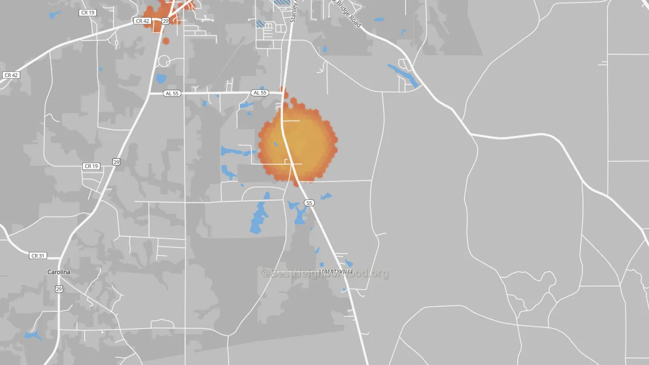 Bike Grade map of Libertyville, AL