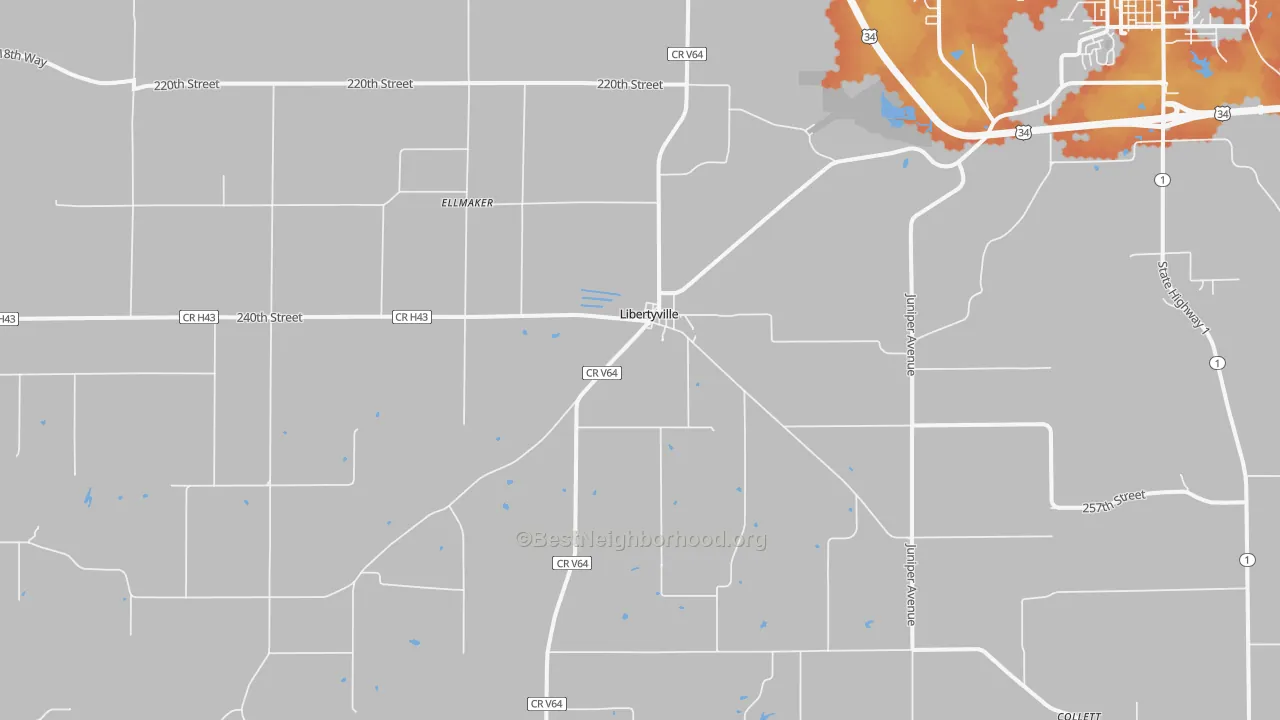 Bike Grade map of Libertyville, IA